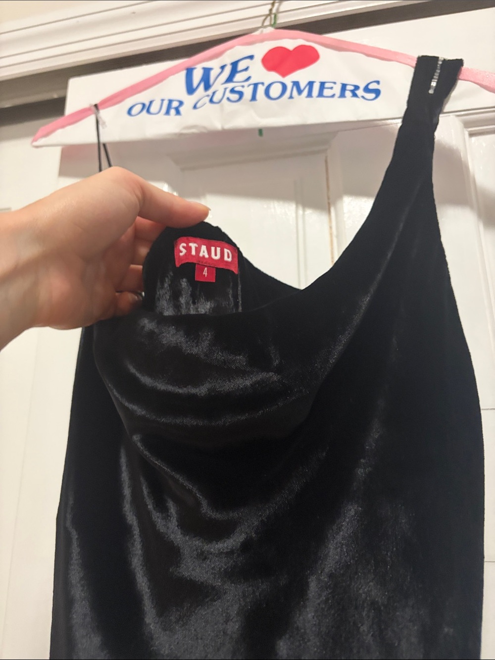 STAUD Black Beaton Mixed Media Dress w Sheer Hem - Picture 3 of 4